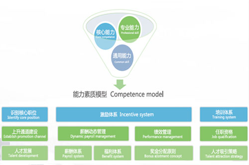 尊龙凯时科技人力资源治理系统与能力素质模子团结示意图